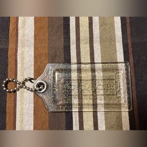 Coach Poppy XL Clear w Gold Glitter Hang Tag 3.25”